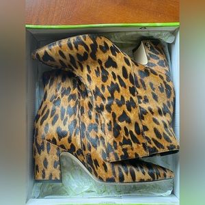 Sam Edelman Hilty calfskin ankle boots - Size 8M Brown/Leopard (Preowned)